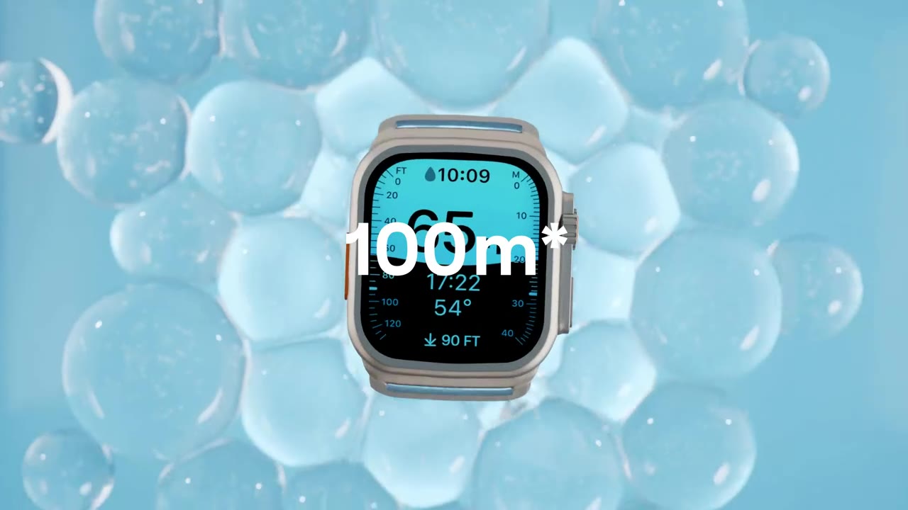The watch submerged among air bubbles