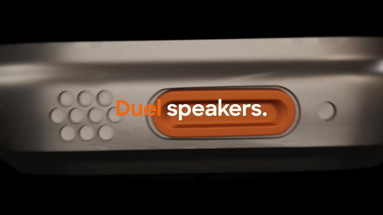 Macro shot of the orange action button