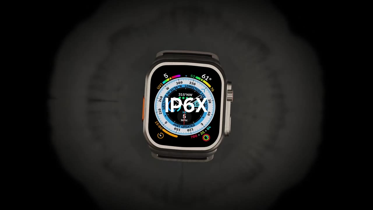 The watch face suspended in a dark vortex