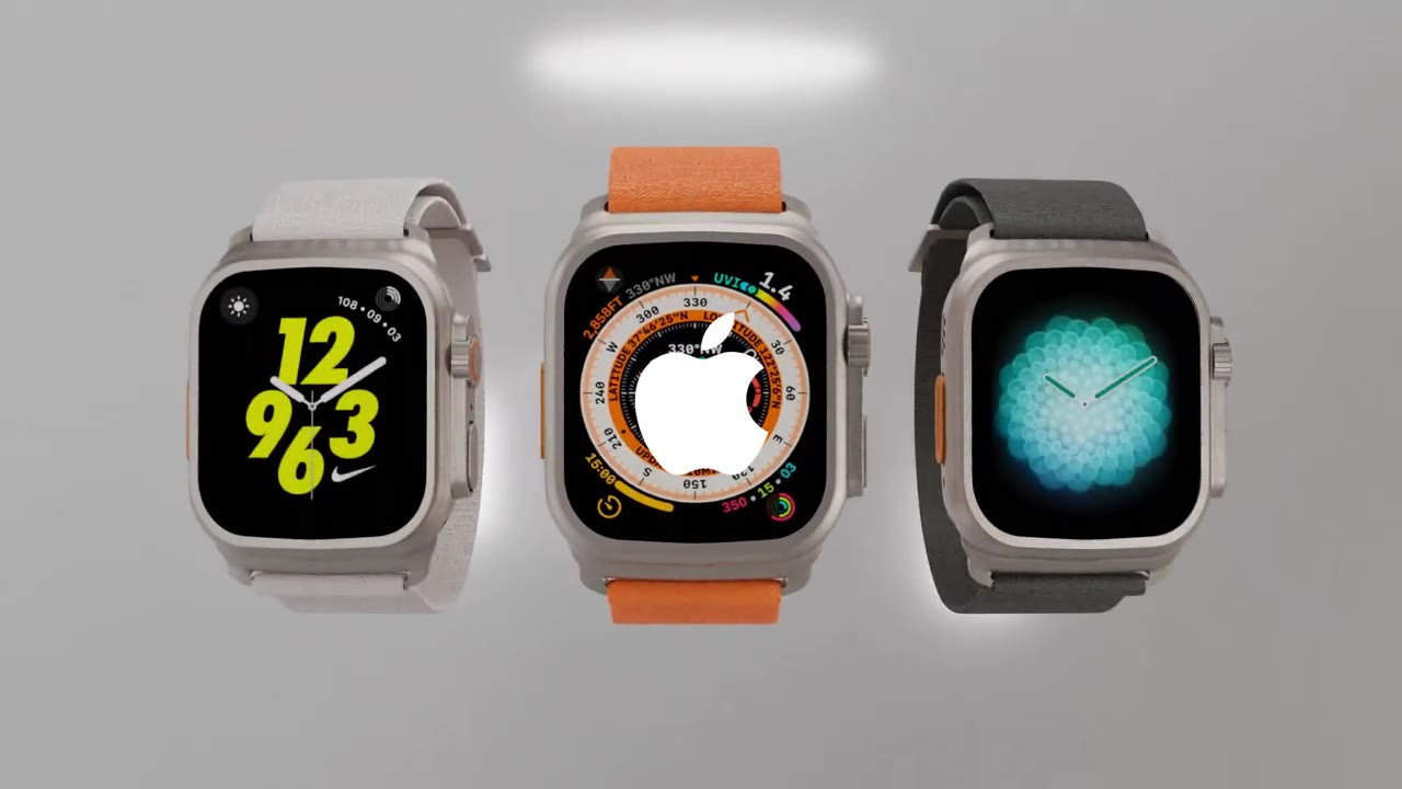 Three watches in a row on a light studio background